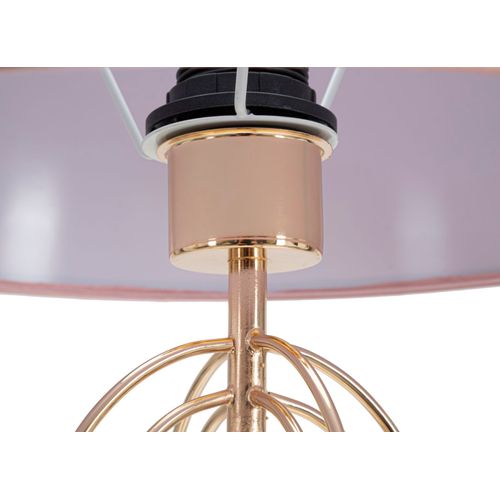 Lampe à Poser Métal Doré Et Abat-jour Tissu Rose Ø33x64 Cm Chic