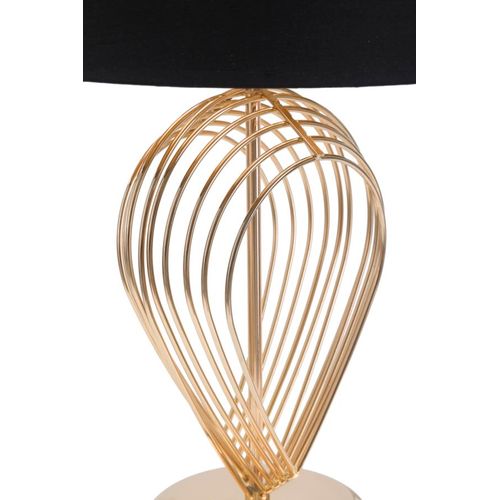 Lampe à Poser Ø32,5x53,5 Cm Métal Doré Et Abat-jour Noir Élégant