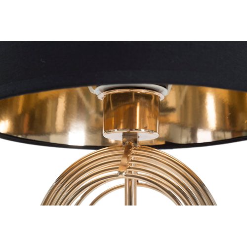 Lampe à Poser Ø24x44 Cm En Métal Doré Avec Abat-jour Noir Chic