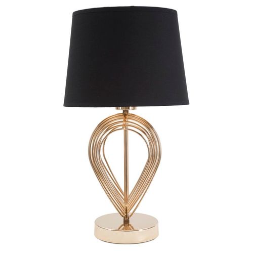 Lampe à Poser Ø24x44 Cm En Métal Doré Avec Abat-jour Noir Chic