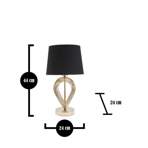 Lampe à Poser Ø24x44 Cm En Métal Doré Avec Abat-jour Noir Chic