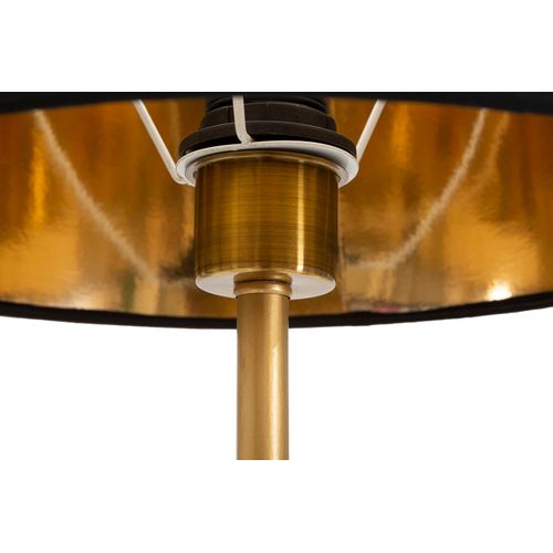 Lampe à Poser Ø30x62,5 Cm En Métal Doré Avec Perroquets Et Abat-jour Noir