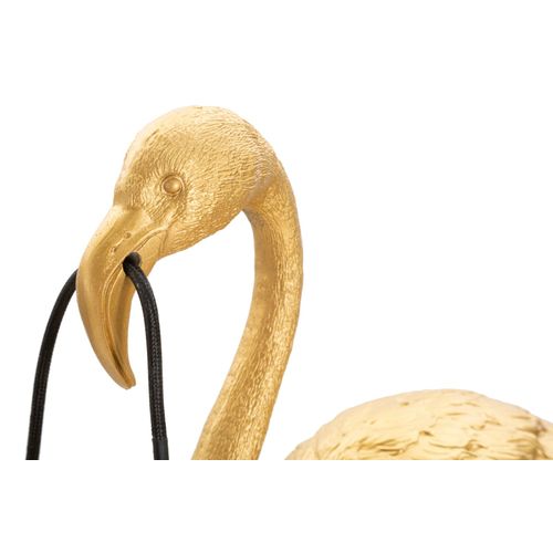 Lampe à Poser Flamant Rose En Résine Dorée 37x19x59 Cm Décorative