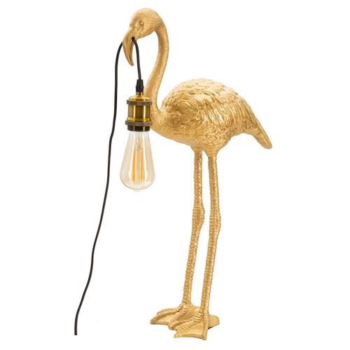 Lampe à Poser Flamant Rose En Résine Dorée 37x19x59 Cm Décorative