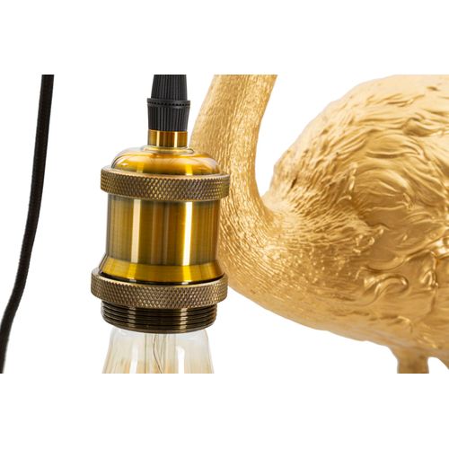 Lampe à Poser Flamant Rose En Résine Dorée 37x19x59 Cm Décorative