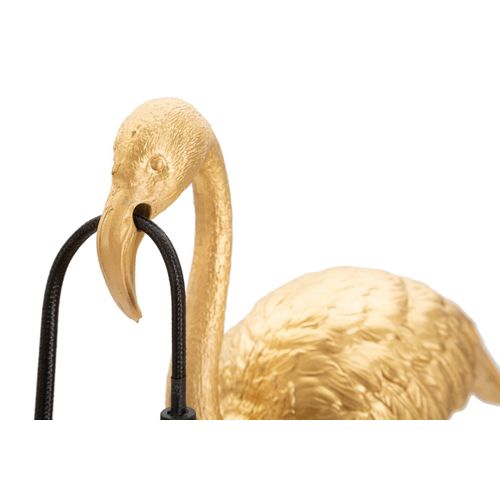Lampe à Poser Flamant Rose En Résine Dorée 13x11,5x39,5 Cm Décorative