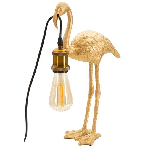 Lampe à Poser Flamant Rose En Résine Dorée 13x11,5x39,5 Cm Décorative