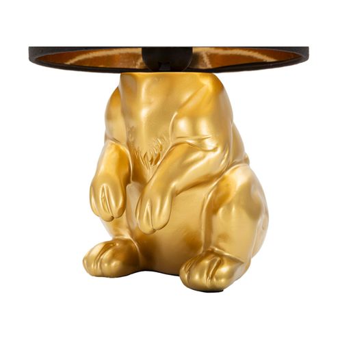 Lampe à Poser Lapin Doré Avec Abat-jour Noir Ø20x43 Cm Décorative