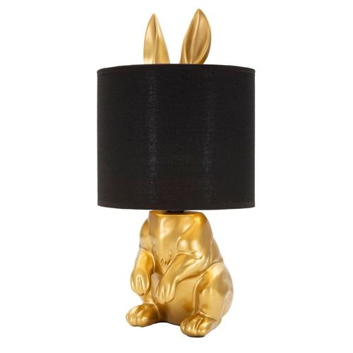 Lampe à Poser Lapin Doré Avec Abat-jour Noir Ø20x43 Cm Décorative