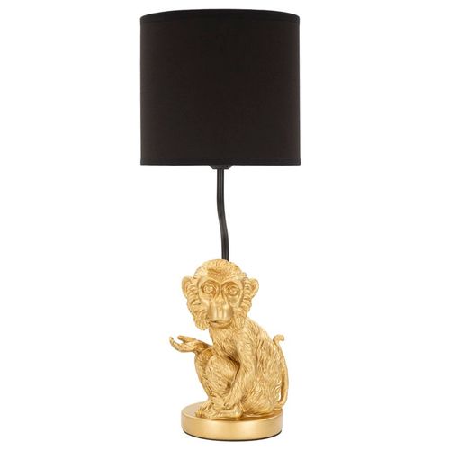Lampe à Poser Singe Assis Doré Avec Abat-jour Noir Ø20x51,5 Cm
