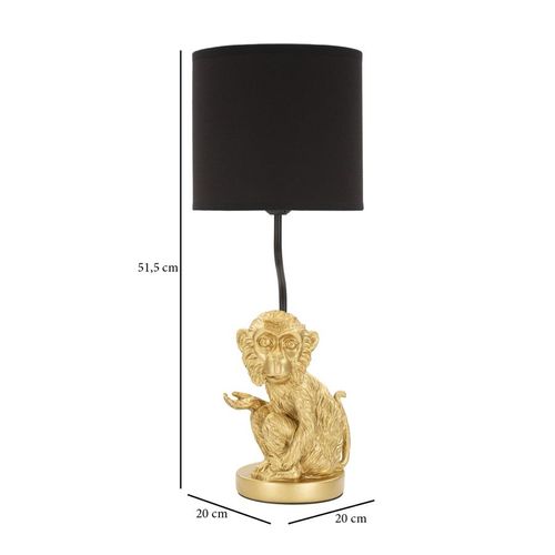 Lampe à Poser Singe Assis Doré Avec Abat-jour Noir Ø20x51,5 Cm
