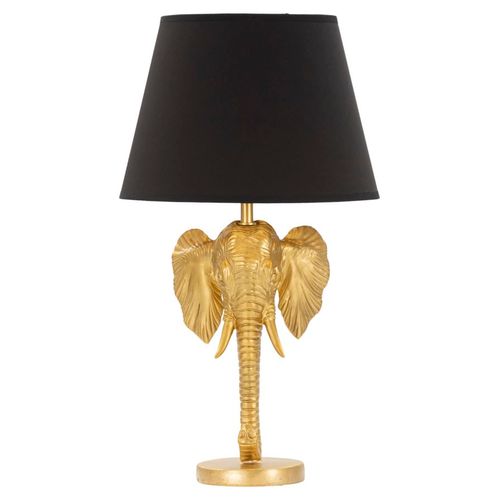 Lampe à Poser Éléphant Doré Avec Abat-jour Noir Ø32x59 Cm