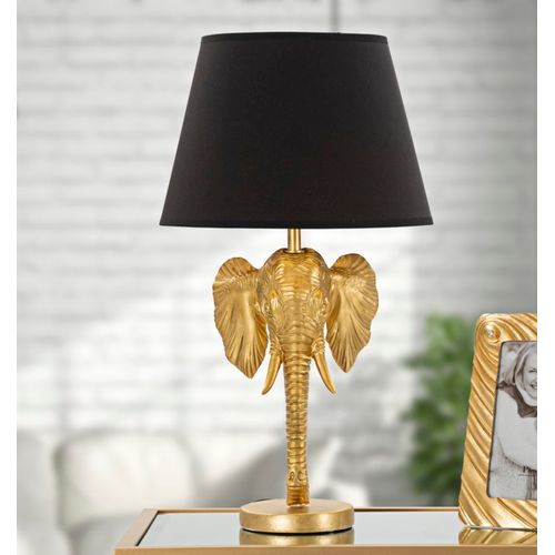 Lampe à Poser Éléphant Doré Avec Abat-jour Noir Ø32x59 Cm