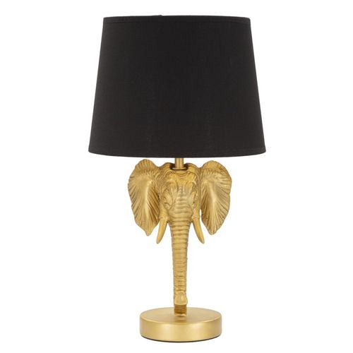 Lampe à Poser Éléphant Doré Avec Abat-jour Noir Ø25x43 Cm