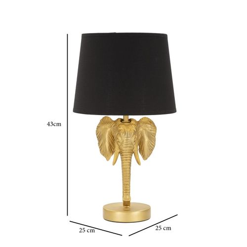 Lampe à Poser Éléphant Doré Avec Abat-jour Noir Ø25x43 Cm