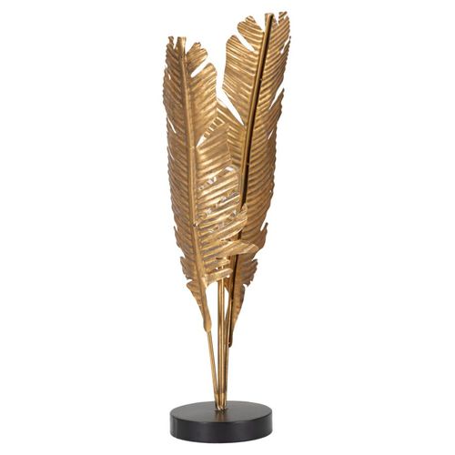 Lampe à Poser En Métal Doré Ø26x65 Cm Design Feuilles De Palmier Décorative