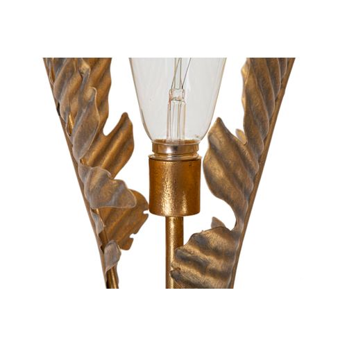 Lampe à Poser En Métal Doré Ø26x65 Cm Design Feuilles De Palmier Décorative