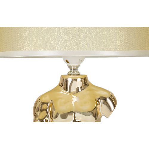 Lampe à Poser Céramique Dorée En Forme De Buste Ø25x42,5 Cm Avec Abat-jour Beige