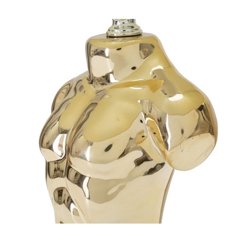 Lampe à Poser Céramique Dorée En Forme De Buste Ø25x42,5 Cm Avec Abat-jour Beige