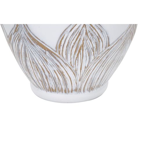 Lampe à Poser En Résine Blanche Et Brune Ø38x67 Cm Avec Abat-jour Beige Style Bohème Chic