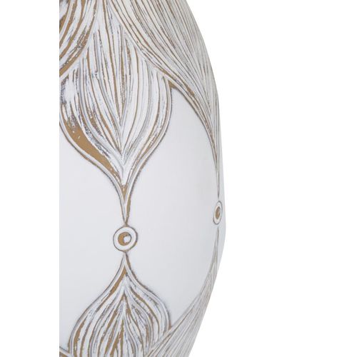 Lampe à Poser En Résine Blanche Et Brune Ø38x67 Cm Avec Abat-jour Beige Style Bohème Chic