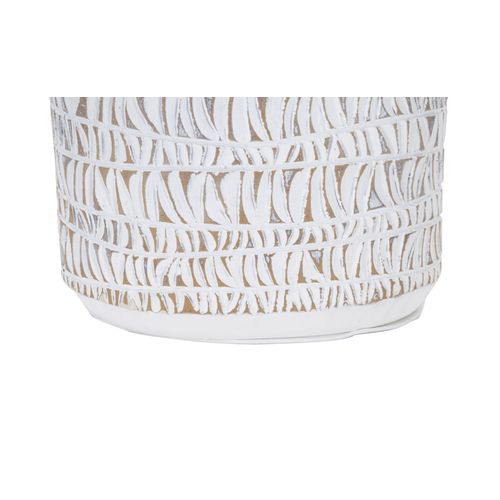 Lampe à Poser En Résine 35x60,5 Cm Blanc Vieilli Et Brun Avec Abat-jour Beige Style Bohème Chic