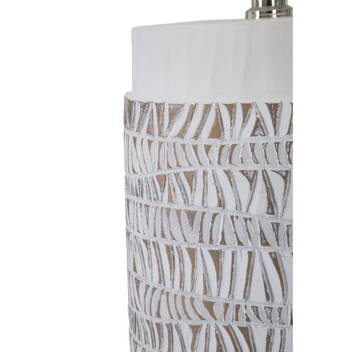 Lampe à Poser En Résine 35x60,5 Cm Blanc Vieilli Et Brun Avec Abat-jour Beige Style Bohème Chic