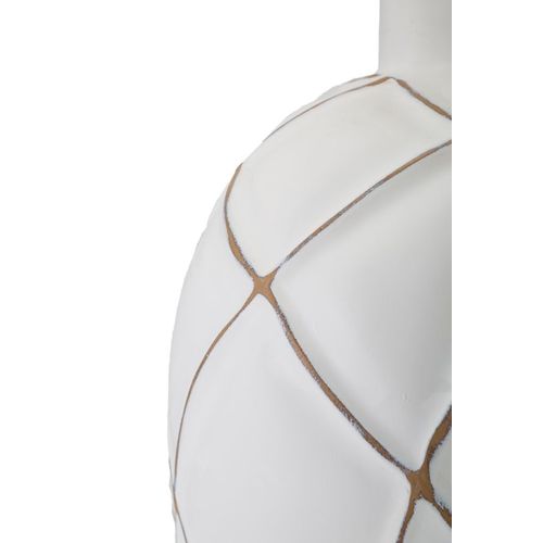 Lampe à Poser En Résine Ø35x60 Cm Blanc Vieilli Et Brun Avec Abat-jour Beige Style Bohème Chic