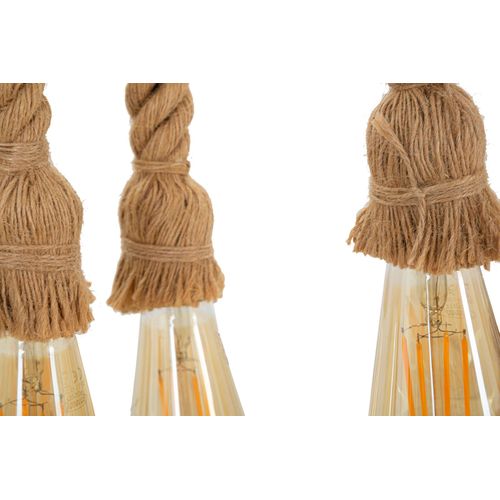 Suspension Bambou Et Corde 6 Lumières 80x15x120 Cm Style Bohème Chic