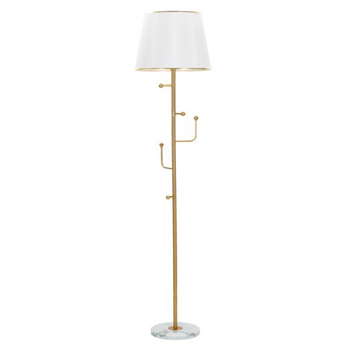 Lampadaire Doré Avec Base En Marbre Et Porte-manteaux Intégré 41x173 Cm