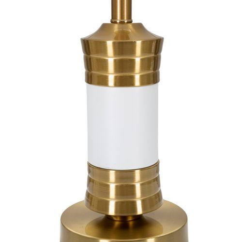 Lampe à Poser Métal Doré Et Blanc Avec Abat-jour Élégant 31x52 Cm