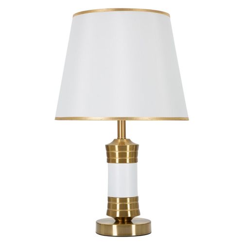 Lampe à Poser Métal Doré Et Blanc Avec Abat-jour Élégant 31x52 Cm