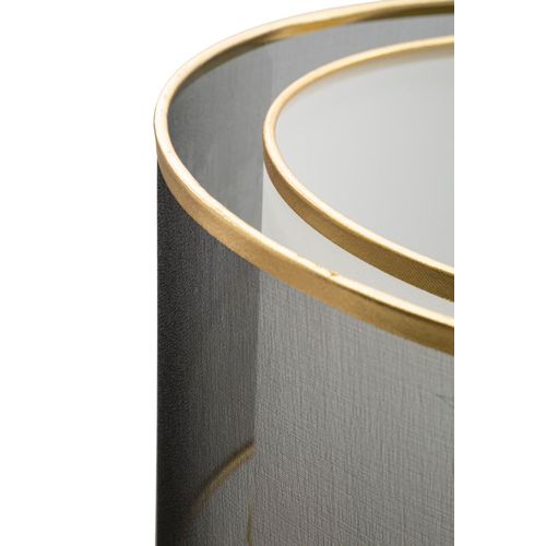 Lampadaire Moderne Métal Noir Et Doré Avec Abat-jour Double Et Bord Doré