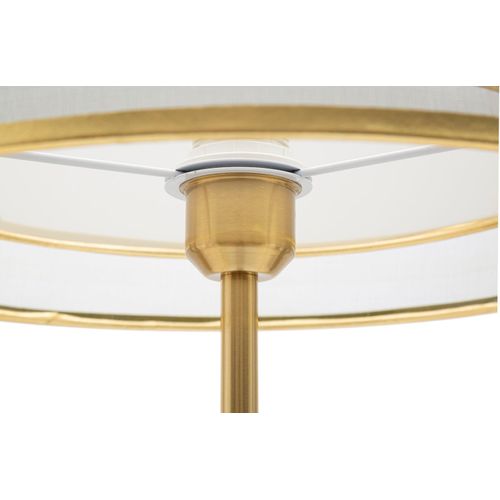 Lampadaire Moderne Métal Noir Et Doré Avec Abat-jour Double Et Bord Doré