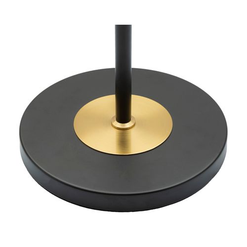 Lampadaire Moderne Métal Noir Et Doré Avec Abat-jour Double Et Bord Doré