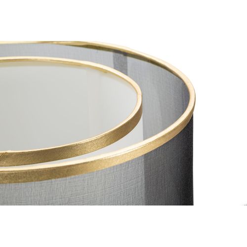 Lampe à Poser Métal Noir Et Or Avec Abat-jour Double Tissu 25x48 Cm