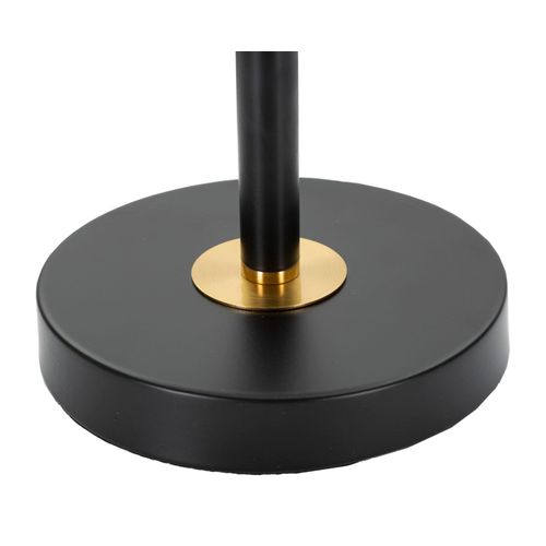 Lampe à Poser Métal Noir Et Or Avec Abat-jour Double Tissu 25x48 Cm
