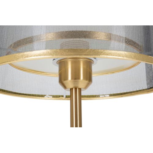 Lampe à Poser Métal Noir Et Or Avec Abat-jour Double Tissu 25x48 Cm