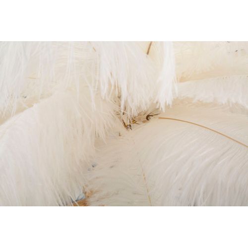 Lampe à Poser Métal Doré Avec Abat-jour Plumes Blanches 40x55 Cm