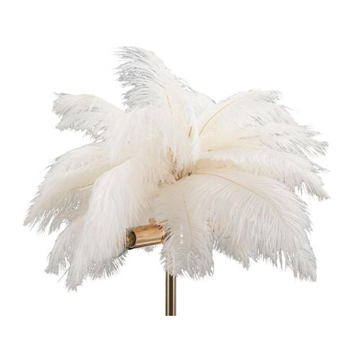 Lampe à Poser Métal Doré Avec Abat-jour Plumes Blanches 40x55 Cm