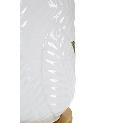 Lampe à Poser En Céramique Dorée Et Blanche Avec Abat-jour Tissu Ø40x70 Cm