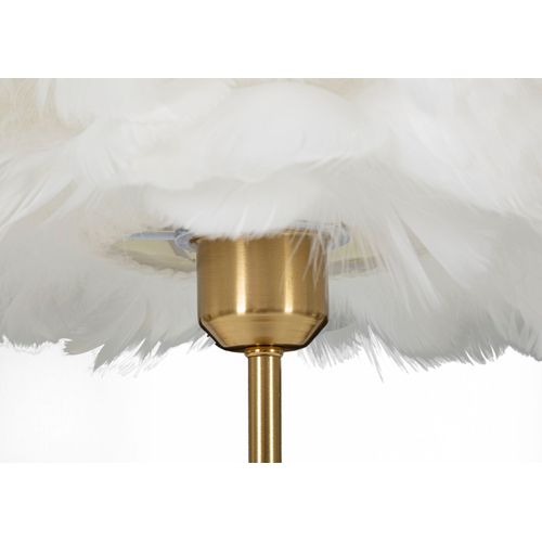 Lampe à Poser Dorée Avec Abat-jour En Plumes Blanches Ø30x50 Cm