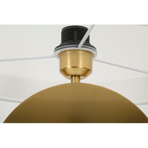 Lampadaire Doré Avec Décor Géométrique Et Abat-jour Blanc Élégant