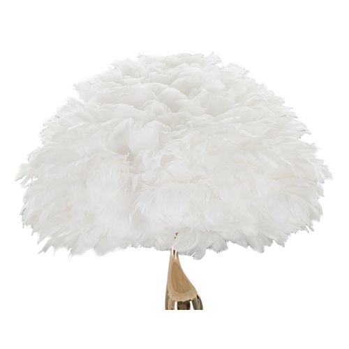 Lampadaire Doré Élégant Avec Abat-jour En Plumes Blanches 165 Cm