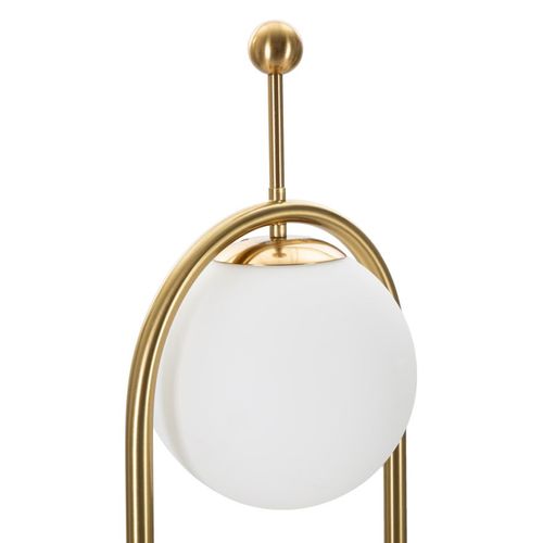 Lampadaire Doré Ø28 Cm X 168 Cm Avec Abat-jour Sphérique En Verre Blanc Élégant