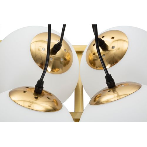 Lampe à poser Géométrique Métal Doré Et Verre Blanc 45x45x20 Cm Pour Salon