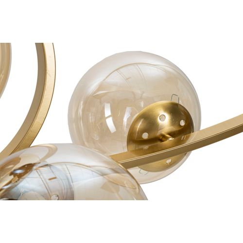 Suspension Métal Doré Et Verre Blanc 7 Lumières 115x30x36 Cm Pour Salon