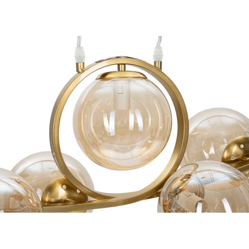 Suspension Métal Doré Et Verre Blanc 7 Lumières 115x30x36 Cm Pour Salon