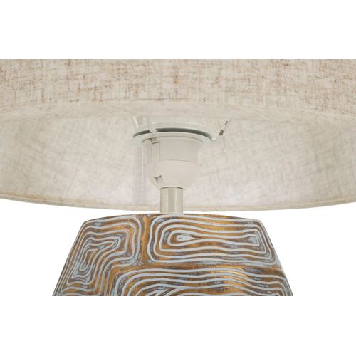 Lampe à Poser Moderne Eclips Tower Ø38x90 Cm En Résine Dorée Avec Abat-jour Tissu