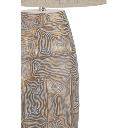 Lampe à Poser Moderne Eclips Tower Ø38x90 Cm En Résine Dorée Avec Abat-jour Tissu